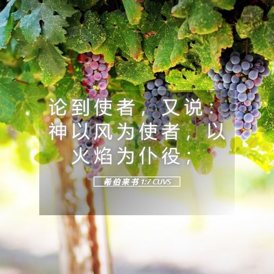 Picture 05 - 希 伯 来 书 1:7 CUVS - 论 到 使 者 ， 又 说 ： 神 以 风 为 - Bible Verse Picture