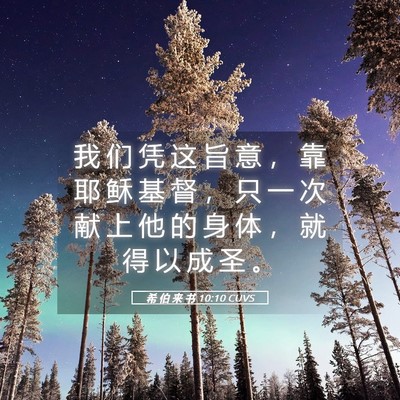 Picture 05 - 希 伯 来 书 10:10 CUVS - 我 们 凭 这 旨 意 ， 靠 耶 稣 基 督 - Bible Verse Picture
