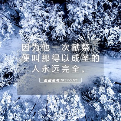 Picture 05 - 希 伯 来 书 10:14 CUVS - 因 为 他 一 次 献 祭 ， 便 叫 那 得 - Bible Verse Picture
