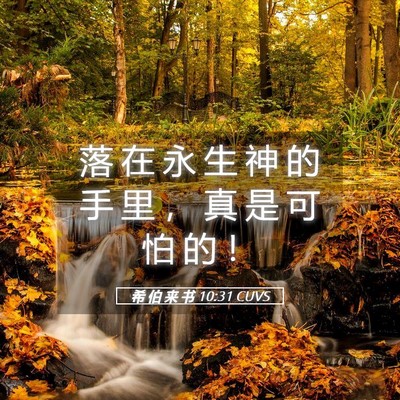 Picture 05 - 希 伯 来 书 10:31 CUVS - 落 在 永 生 神 的 手 里 ， 真 是 可 - Bible Verse Picture