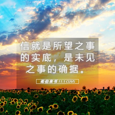 Picture 05 - 希 伯 来 书 11:1 CUVS - 信 就 是 所 望 之 事 的 实 底 ， 是 - Bible Verse Picture