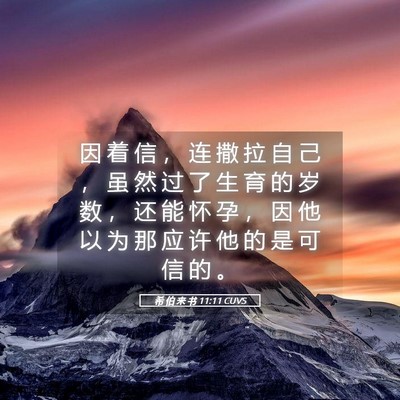 Picture 05 - 希 伯 来 书 11:11 CUVS - 因 着 信 ， 连 撒 拉 自 己 ， 虽 然 - Bible Verse Picture