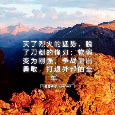 Picture 05 - 希 伯 来 书 11:34 CUVS - 灭 了 烈 火 的 猛 势 ， 脱 了 刀 剑 - Bible Verse Picture
