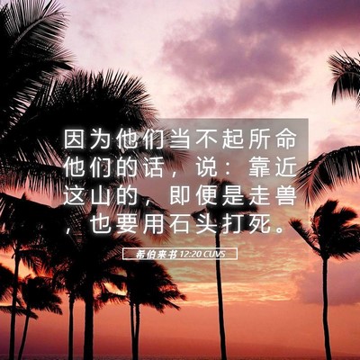 Picture 05 - 希 伯 来 书 12:20 CUVS - 因 为 他 们 当 不 起 所 命 他 们 的 - Bible Verse Picture
