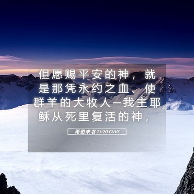 Picture 05 - 希 伯 来 书 13:20 CUVS - 但 愿 赐 平 安 的 神 ， 就 是 那 凭 - Bible Verse Picture