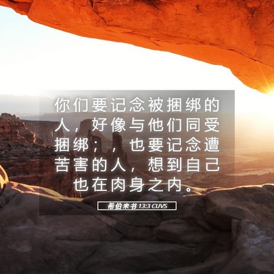 Picture 05 - 希 伯 来 书 13:3 CUVS - 你 们 要 记 念 被 捆 绑 的 人 ， 好 - Bible Verse Picture