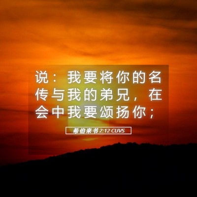 Picture 05 - 希 伯 来 书 2:12 CUVS - 说 ： 我 要 将 你 的 名 传 与 我 的 - Bible Verse Picture