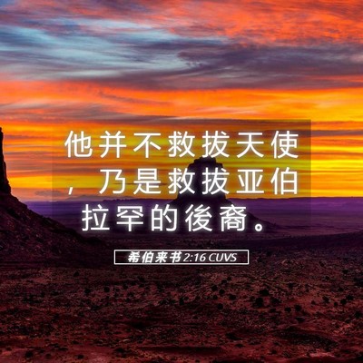 Picture 05 - 希 伯 来 书 2:16 CUVS - 他 并 不 救 拔 天 使 ， 乃 是 救 拔 - Bible Verse Picture