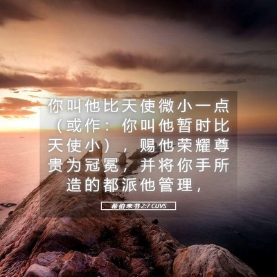 Picture 05 - 希 伯 来 书 2:7 CUVS - 你 叫 他 比 天 使 微 小 一 点 （ 或 - Bible Verse Picture