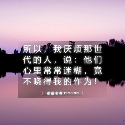Picture 05 - 希 伯 来 书 3:10 CUVS - 所 以 ， 我 厌 烦 那 世 代 的 人 ， - Bible Verse Picture