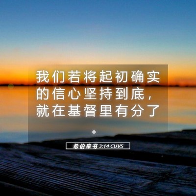 Picture 05 - 希 伯 来 书 3:14 CUVS - 我 们 若 将 起 初 确 实 的 信 心 坚 - Bible Verse Picture