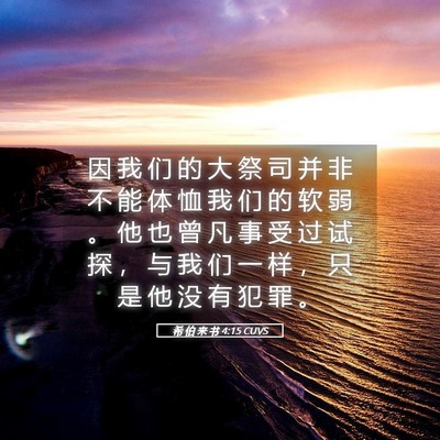 Picture 05 - 希 伯 来 书 4:15 CUVS - 因 我 们 的 大 祭 司 并 非 不 能 体 - Bible Verse Picture
