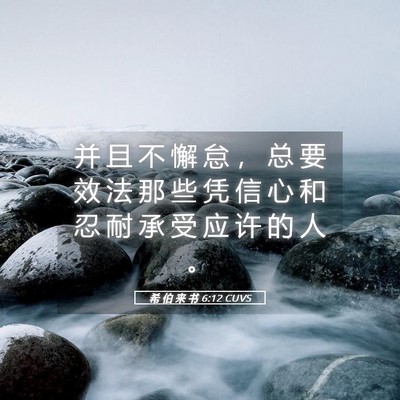 Picture 05 - 希 伯 来 书 6:12 CUVS - 并 且 不 懈 怠 ， 总 要 效 法 那 些 - Bible Verse Picture
