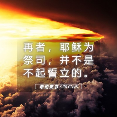 Picture 05 - 希 伯 来 书 7:20 CUVS - 再 者 ， 耶 稣 为 祭 司 ， 并 不 是 - Bible Verse Picture