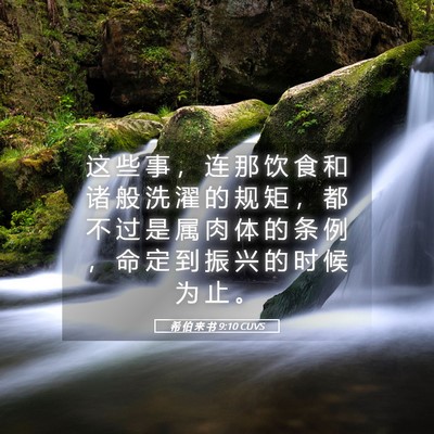 Picture 05 - 希 伯 来 书 9:10 CUVS - 这 些 事 ， 连 那 饮 食 和 诸 般 洗 - Bible Verse Picture