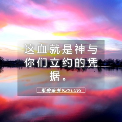 Picture 05 - 希 伯 来 书 9:20 CUVS - 这 血 就 是 神 与 你 们 立 约 的 凭 - Bible Verse Picture