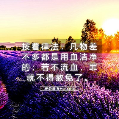 Picture 05 - 希 伯 来 书 9:22 CUVS - 按 着 律 法 ， 凡 物 差 不 多 都 是 - Bible Verse Picture