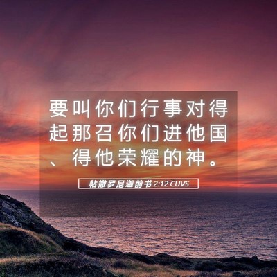 Picture 05 - 帖 撒 罗 尼 迦 前 书 2:12 CUVS - 要 叫 你 们 行 事 对 得 起 那 召 你 - Bible Verse Picture
