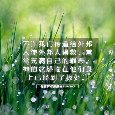Picture 05 - 帖 撒 罗 尼 迦 前 书 2:16 CUVS - 不 许 我 们 传 道 给 外 邦 人 使 外 - Bible Verse Picture