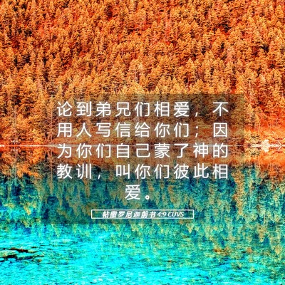 Picture 05 - 帖 撒 罗 尼 迦 前 书 4:9 CUVS - 论 到 弟 兄 们 相 爱 ， 不 用 人 写 - Bible Verse Picture