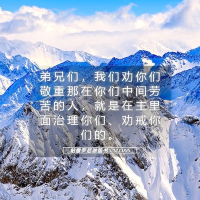 Picture 05 - 帖 撒 罗 尼 迦 前 书 5:12 CUVS - 弟 兄 们 ， 我 们 劝 你 们 敬 重 那 - Bible Verse Picture