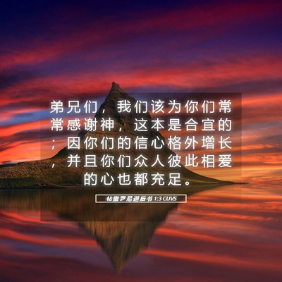 Picture 05 - 帖 撒 罗 尼 迦 后 书 1:3 CUVS - 弟 兄 们 ， 我 们 该 为 你 们 常 常 - Bible Verse Picture