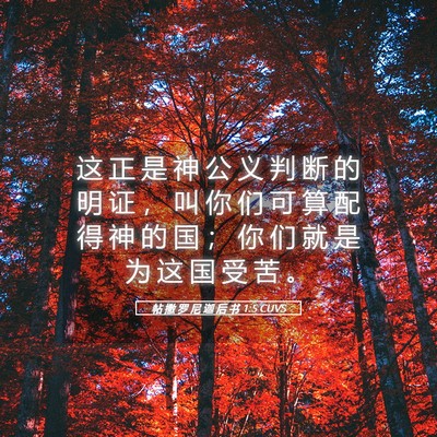 Picture 05 - 帖 撒 罗 尼 迦 后 书 1:5 CUVS - 这 正 是 神 公 义 判 断 的 明 证 ， - Bible Verse Picture