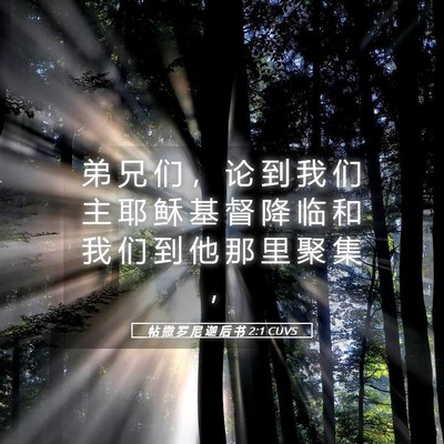 Picture 05 - 帖 撒 罗 尼 迦 后 书 2:1 CUVS - 弟 兄 们 ， 论 到 我 们 主 耶 稣 基 - Bible Verse Picture