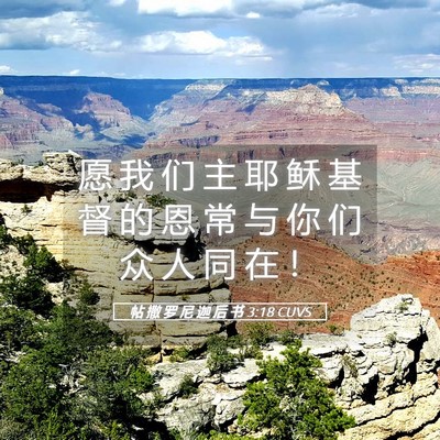 Picture 05 - 帖 撒 罗 尼 迦 后 书 3:18 CUVS - 愿 我 们 主 耶 稣 基 督 的 恩 常 与 - Bible Verse Picture