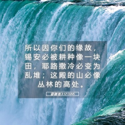 Picture 05 - 弥 迦 书 3:12 CUVS - 所 以 因 你 们 的 缘 故 ， 锡 安 必 - Bible Verse Picture