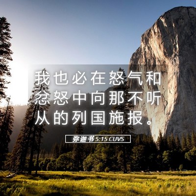 Picture 05 - 弥 迦 书 5:15 CUVS - 我 也 必 在 怒 气 和 忿 怒 中 向 那 - Bible Verse Picture