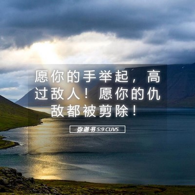 Picture 05 - 弥 迦 书 5:9 CUVS - 愿 你 的 手 举 起 ， 高 过 敌 人 ！ - Bible Verse Picture