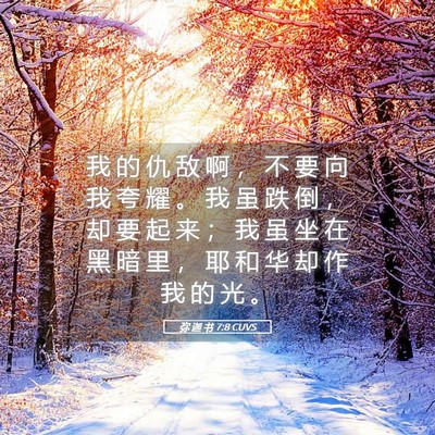 Picture 05 - 弥 迦 书 7:8 CUVS - 我 的 仇 敌 啊 ， 不 要 向 我 夸 耀 - Bible Verse Picture