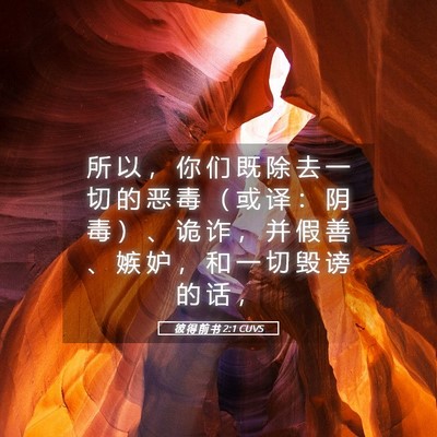 Picture 05 - 彼 得 前 书 2:1 CUVS - 所 以 ， 你 们 既 除 去 一 切 的 恶 - Bible Verse Picture