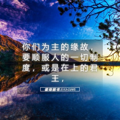 Picture 05 - 彼 得 前 书 2:13 CUVS - 你 们 为 主 的 缘 故 ， 要 顺 服 人 - Bible Verse Picture