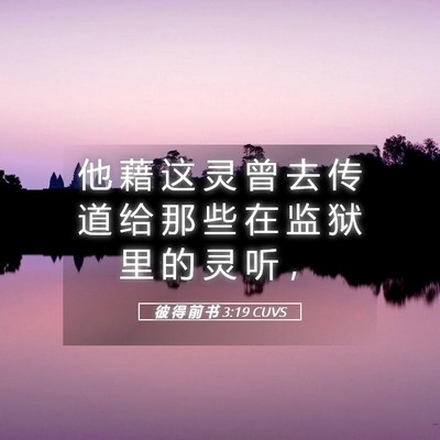 Picture 05 - 彼 得 前 书 3:19 CUVS - 他 藉 这 灵 曾 去 传 道 给 那 些 在 - Bible Verse Picture