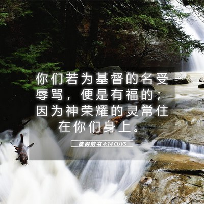 Picture 05 - 彼 得 前 书 4:14 CUVS - 你 们 若 为 基 督 的 名 受 辱 骂 ， - Bible Verse Picture