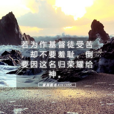 Picture 05 - 彼 得 前 书 4:16 CUVS - 若 为 作 基 督 徒 受 苦 ， 却 不 要 - Bible Verse Picture