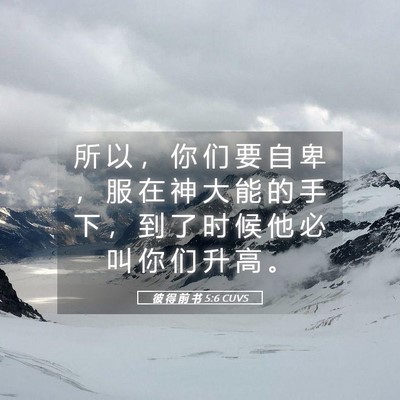 Picture 05 - 彼 得 前 书 5:6 CUVS - 所 以 ， 你 们 要 自 卑 ， 服 在 神 - Bible Verse Picture