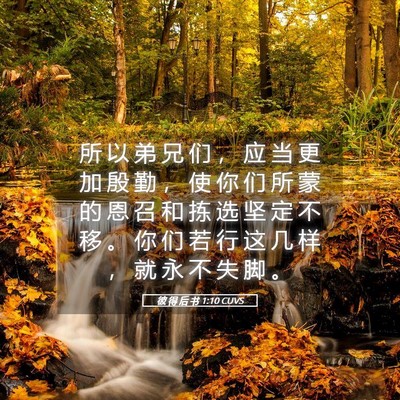 Picture 05 - 彼 得 后 书 1:10 CUVS - 所 以 弟 兄 们 ， 应 当 更 加 殷 勤 - Bible Verse Picture
