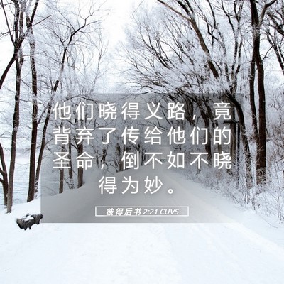 Picture 05 - 彼 得 后 书 2:21 CUVS - 他 们 晓 得 义 路 ， 竟 背 弃 了 传 - Bible Verse Picture