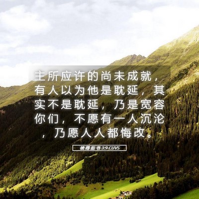 Picture 05 - 彼 得 后 书 3:9 CUVS - 主 所 应 许 的 尚 未 成 就 ， 有 人 - Bible Verse Picture