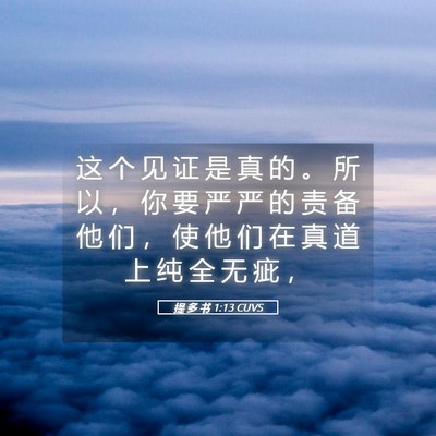 Picture 05 - 提 多 书 1:13 CUVS - 这 个 见 证 是 真 的 。 所 以 ， 你 - Bible Verse Picture
