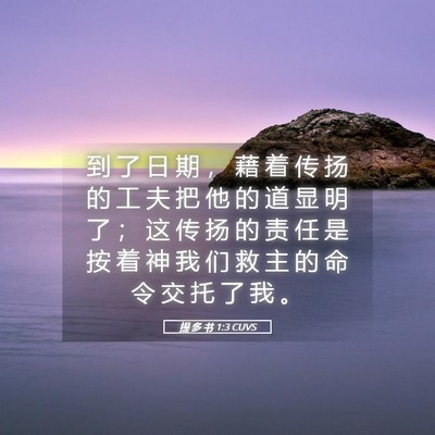Picture 05 - 提 多 书 1:3 CUVS - 到 了 日 期 ， 藉 着 传 扬 的 工 夫 - Bible Verse Picture