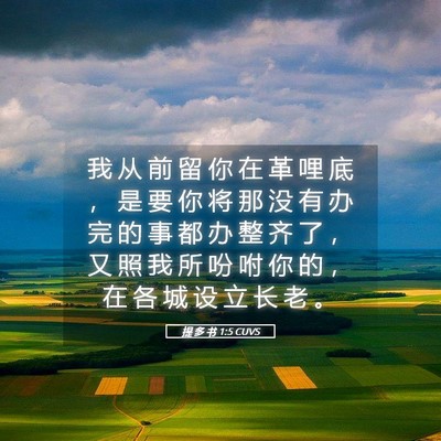 Picture 05 - 提 多 书 1:5 CUVS - 我 从 前 留 你 在 革 哩 底 ， 是 要 - Bible Verse Picture
