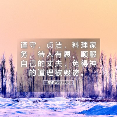 Picture 05 - 提 多 书 2:5 CUVS - 谨 守 ， 贞 洁 ， 料 理 家 务 ， 待 - Bible Verse Picture