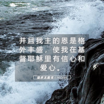 Picture 05 - 提 摩 太 前 书 1:14 CUVS - 并 且 我 主 的 恩 是 格 外 丰 盛 ， - Bible Verse Picture