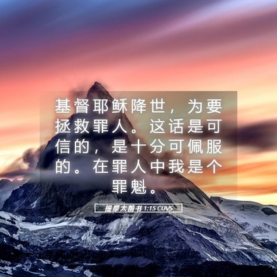 Picture 05 - 提 摩 太 前 书 1:15 CUVS - 基 督 耶 稣 降 世 ， 为 要 拯 救 罪 - Bible Verse Picture