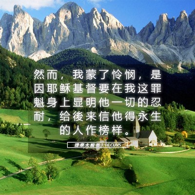 Picture 05 - 提 摩 太 前 书 1:16 CUVS - 然 而 ， 我 蒙 了 怜 悯 ， 是 因 耶 - Bible Verse Picture