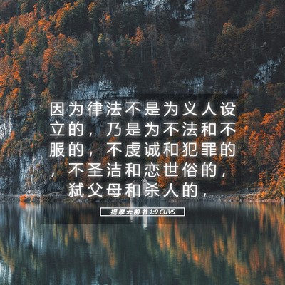 Picture 05 - 提 摩 太 前 书 1:9 CUVS - 因 为 律 法 不 是 为 义 人 设 立 的 - Bible Verse Picture
